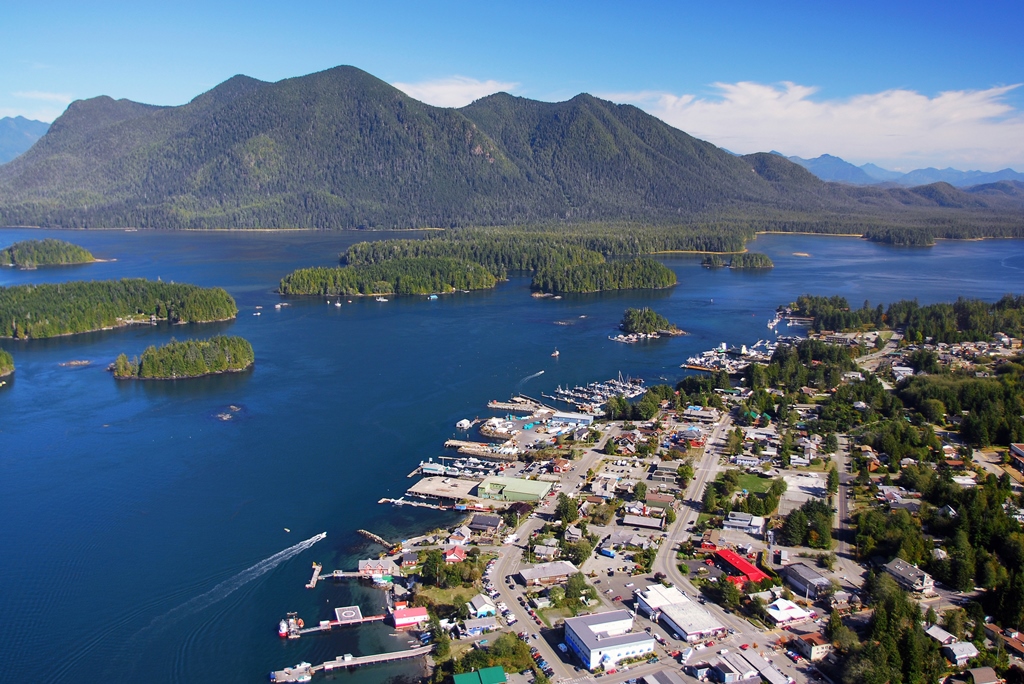 Aerial of Tofino Vancouver Island British Columbia Canada