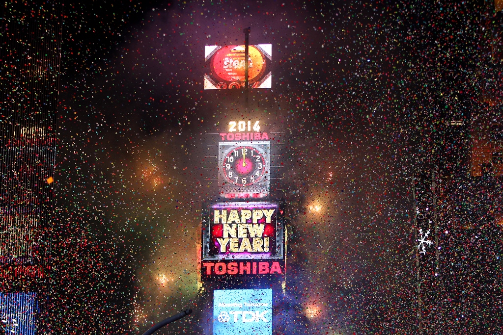 Der Ball Drop am Times Square am Silvester Abend