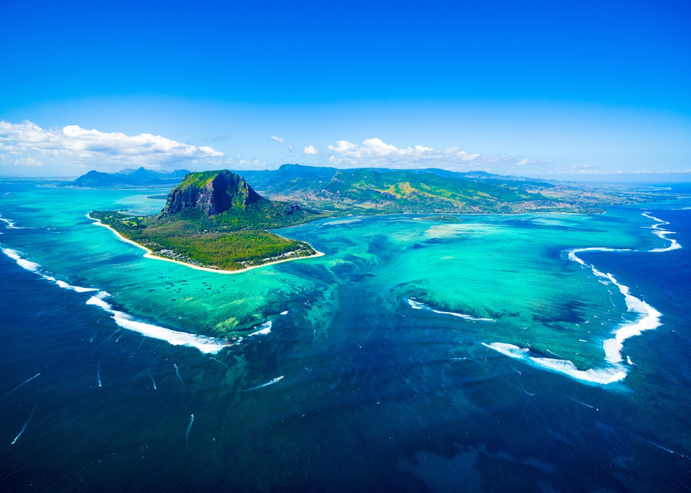 Blick auf Mauritius von oben